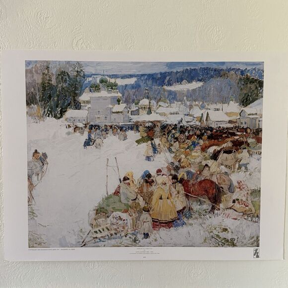 Leon Gaspard Other - Leon Gaspard Vintage Art Print Marche Du Paretchy Winter Scene 29x22”